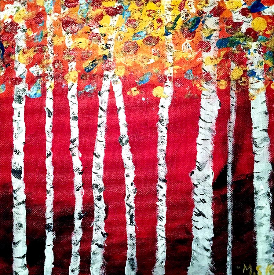 Tree Painting -  Birch forest by Michelle Sarafian