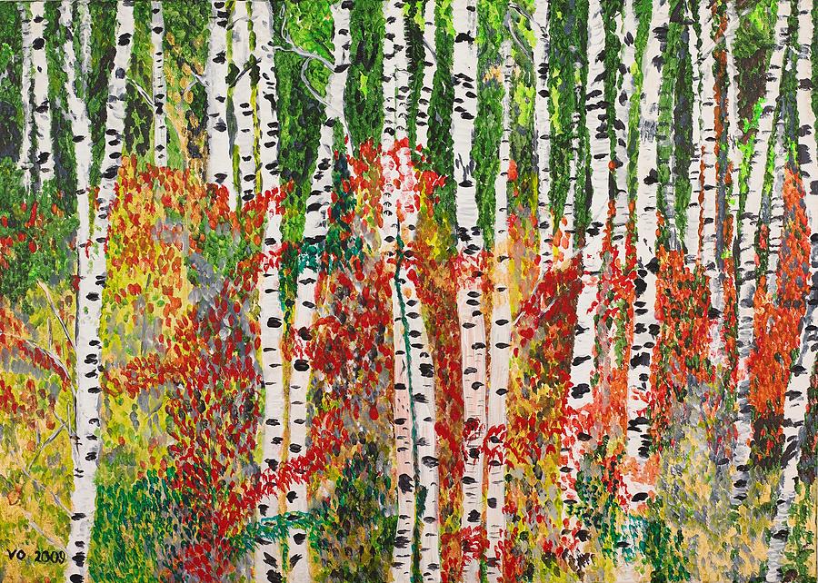 Birch Forest Painting by Valerie Ornstein