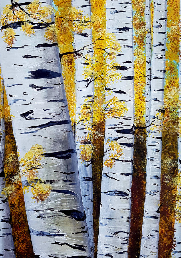 Birch Grove, acrylic painting, inspired by Belarus Painting by Katarina ...