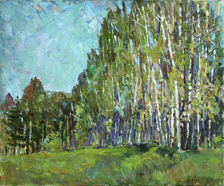 Birch grove Painting by Juliya Zhukova