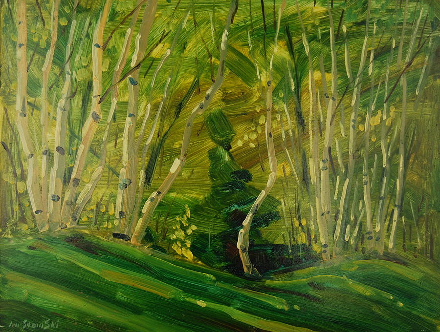Birch Grove Painting by Len Stomski