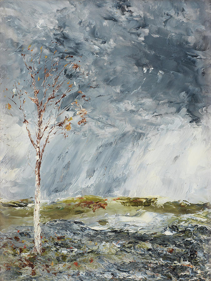 Birch In Autumn by August Strindberg 1902 Painting by August Strindberg