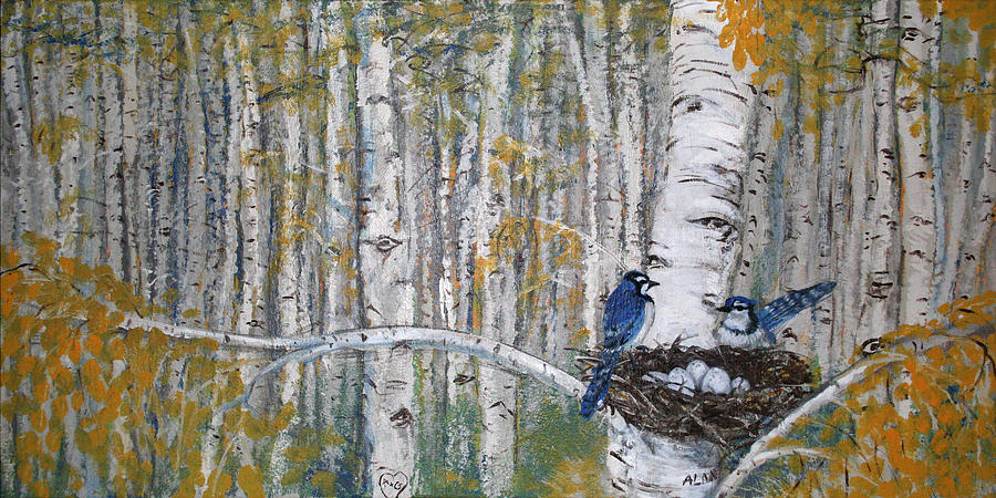 Birch Nest Painting by Alan Schwartz
