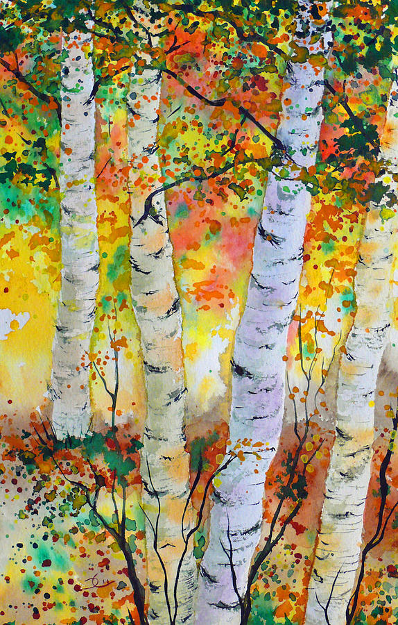 Birch Party Painting by Dee Carpenter