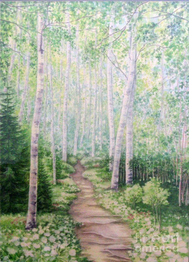 Birch Path Painting by Inese Poga