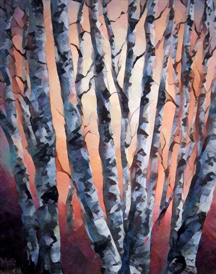 Birch tree digital Painting by Megan Walsh
