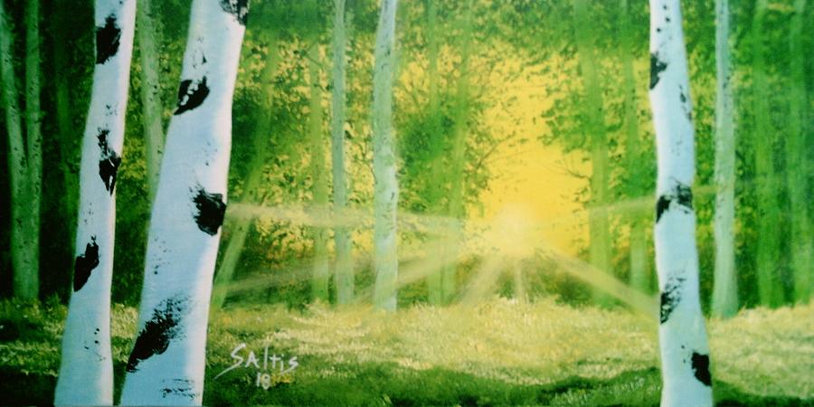 Birch Tree Forest Painting by Jim Saltis
