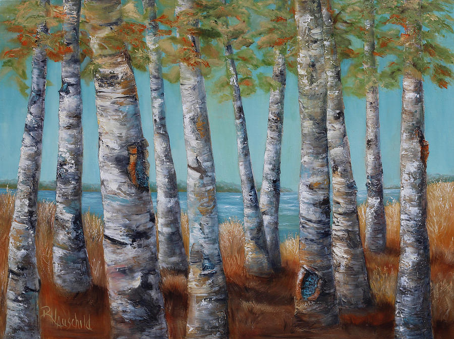 Birch Tree Forest Painting by Rebecca Hauschild