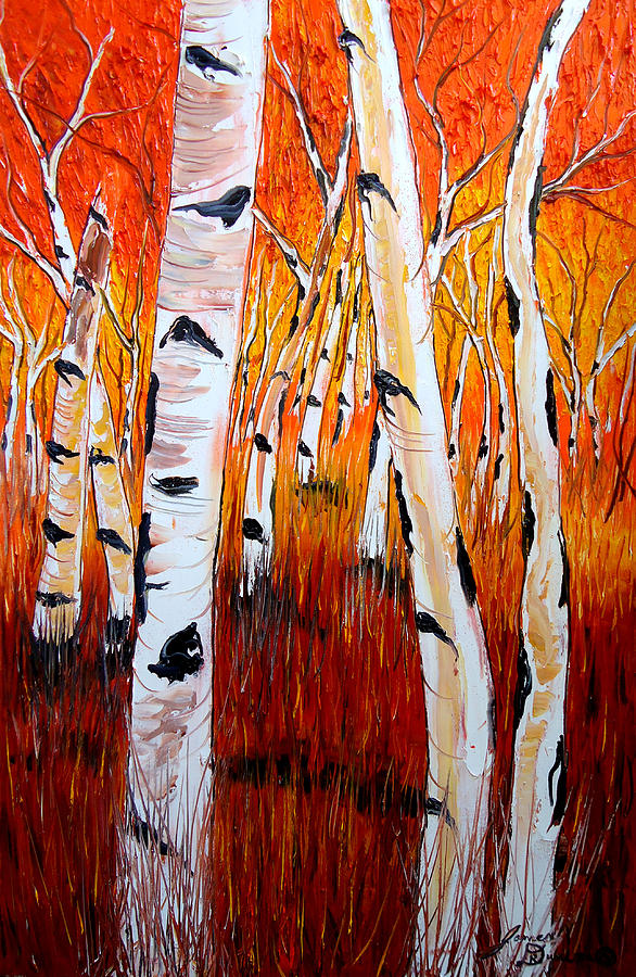 Aspen Trees 2 Painting by James Dunbar