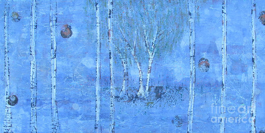 Birch Trees - The Patio Painting by Jacqueline Athmann