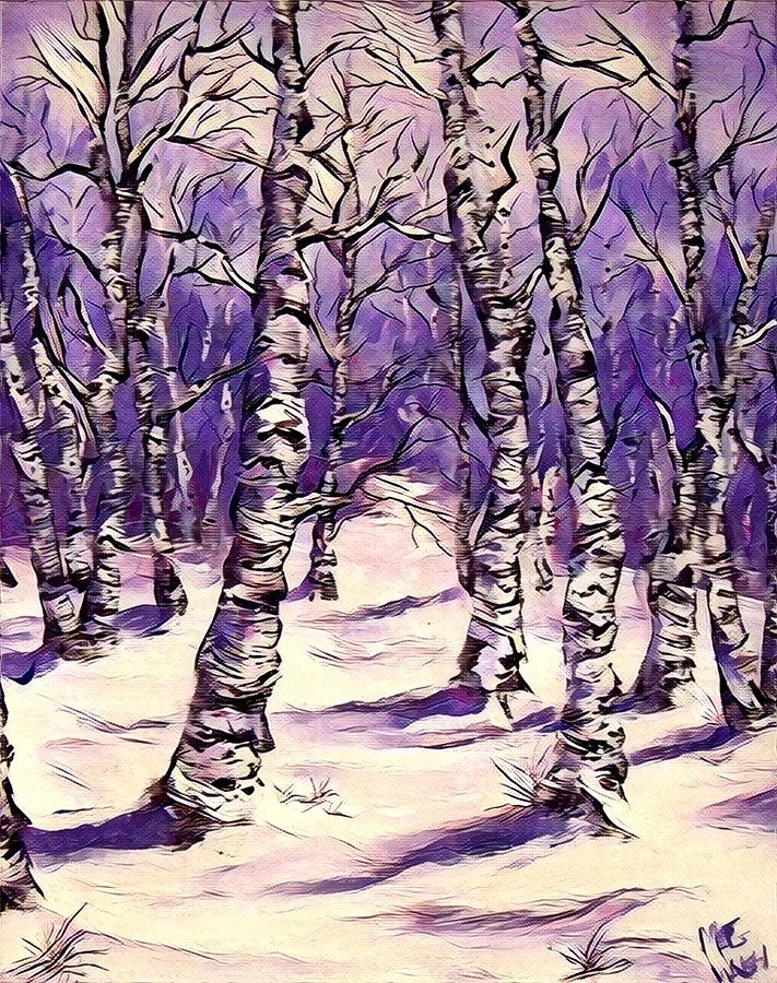 Birch trees 4 Mixed Media by Megan Walsh