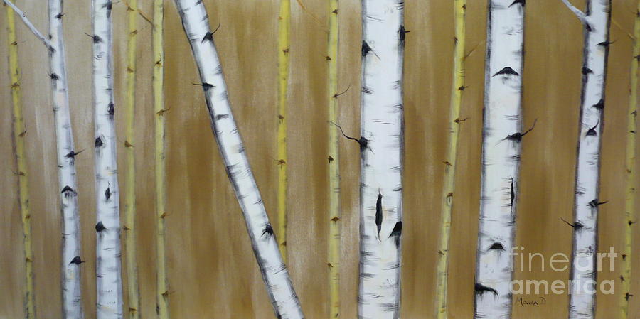 Birch Trees-4 Painting by Monika Shepherdson