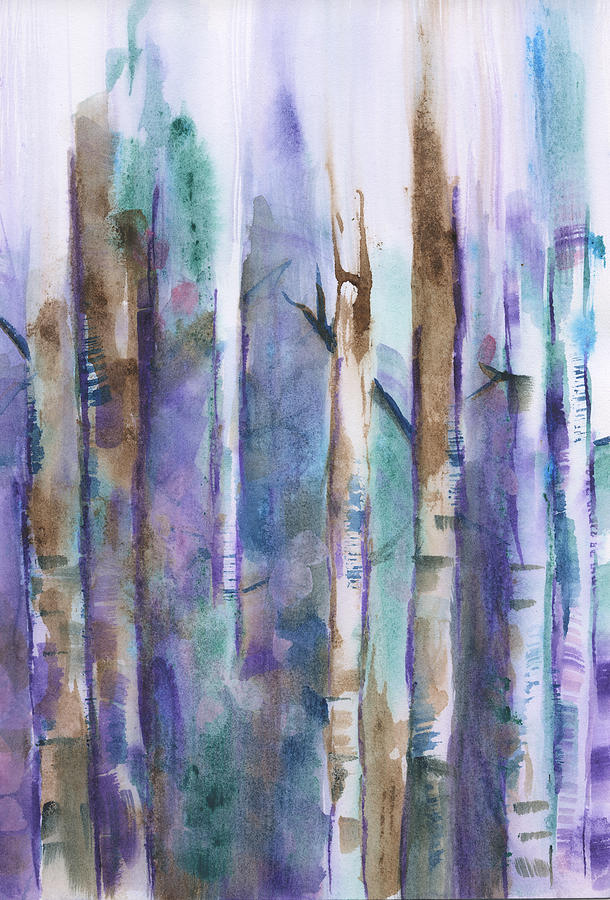Birch Trees Abstract Painting by Frank Bright