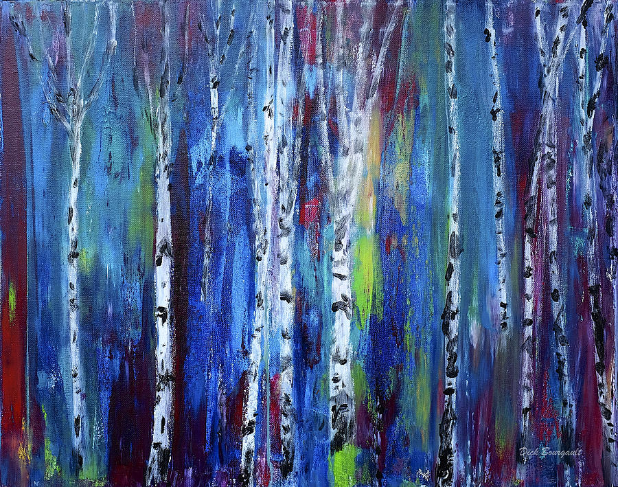 Birch Trees Painting by Dick Bourgault