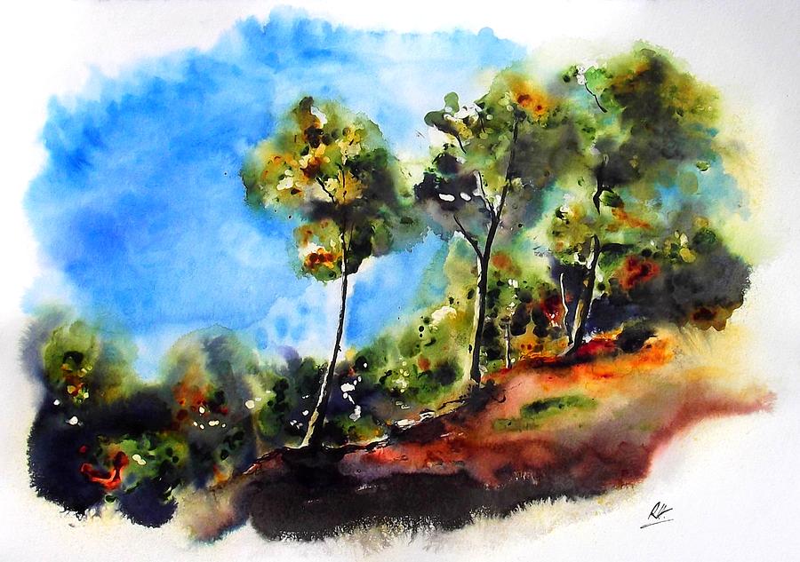 Landscape Painting - Birch Trees At Swallow Falls by Richard Hoddinott Landscape Painting - Birch Trees At Swallow Falls by Richard Hoddinott