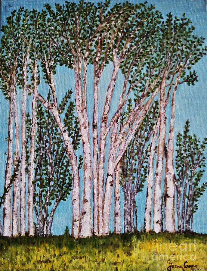 Birch trees Painting by Jasna Gopic