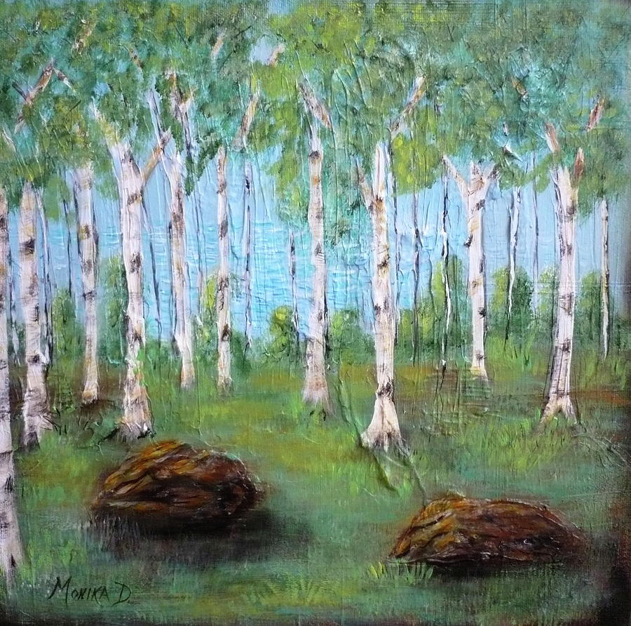 Birch Trees Painting by Monika Shepherdson