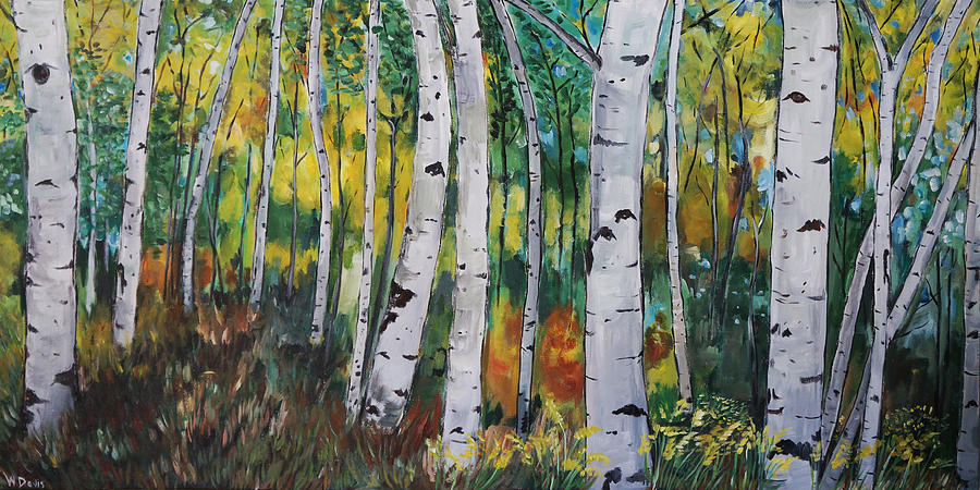 Birch Trees Painting by Wendy Michelle Davis