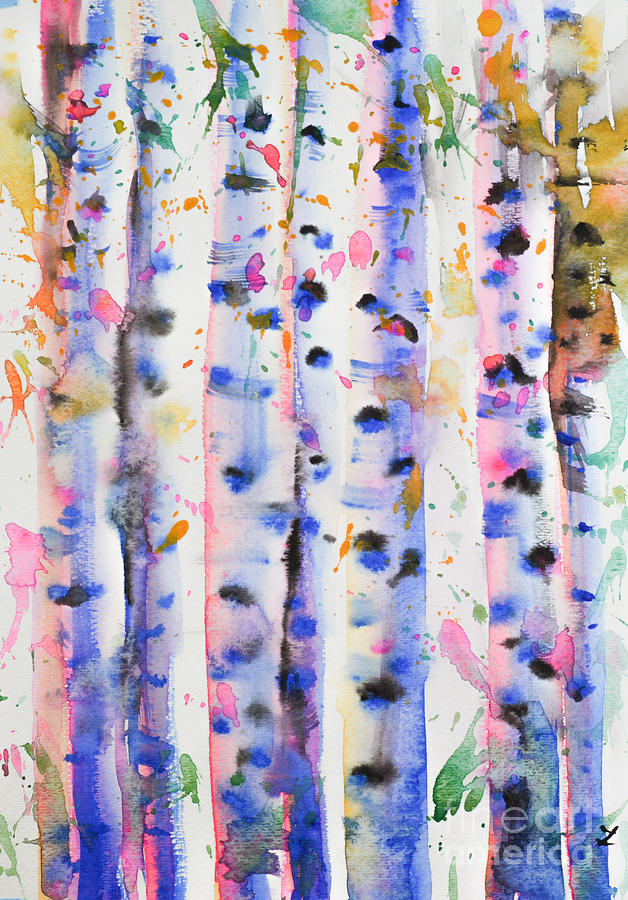 Birch Trees Painting by Zaira Dzhaubaeva