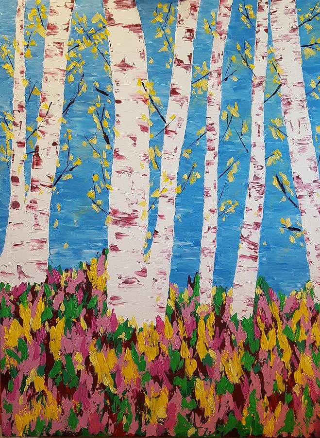 Birch Trees2 Painting by Gail Friedman