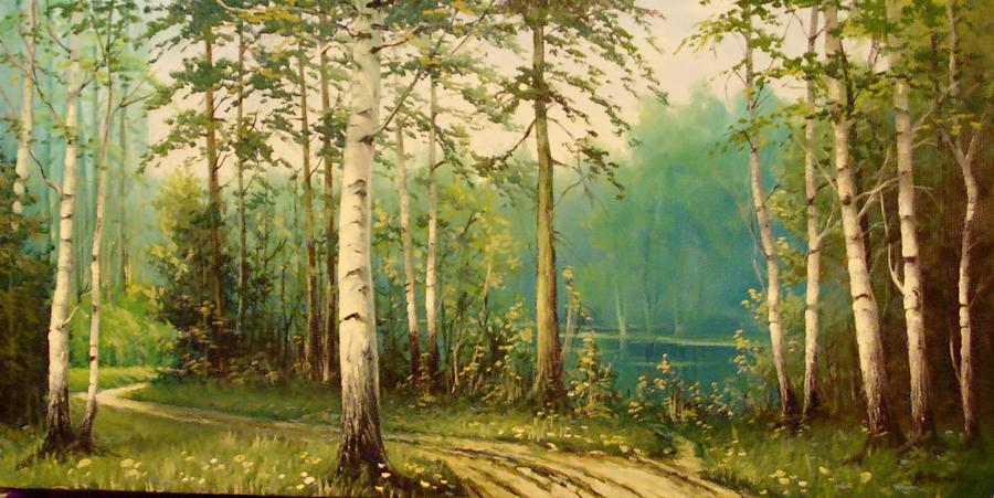 Birch wood Painting by Alexander Fomin - Pixels