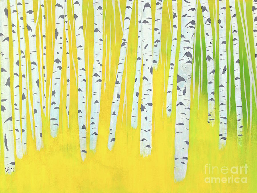 Birch Woods Painting by Wonju Hulse