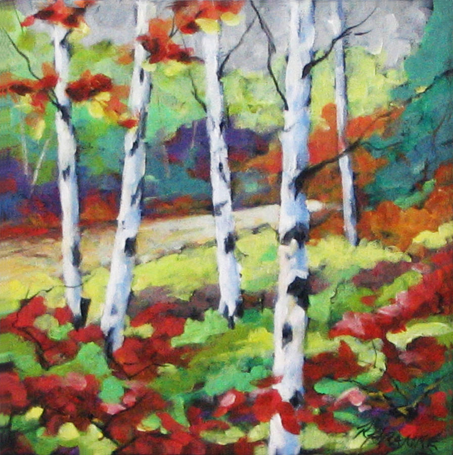 Tree Painting - Birches 07 by Richard T Pranke