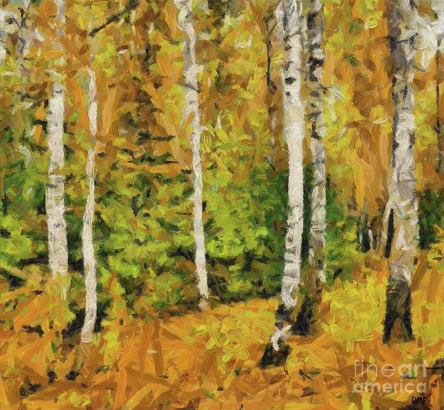 Birches And Spruces Painting by Dragica Micki Fortuna