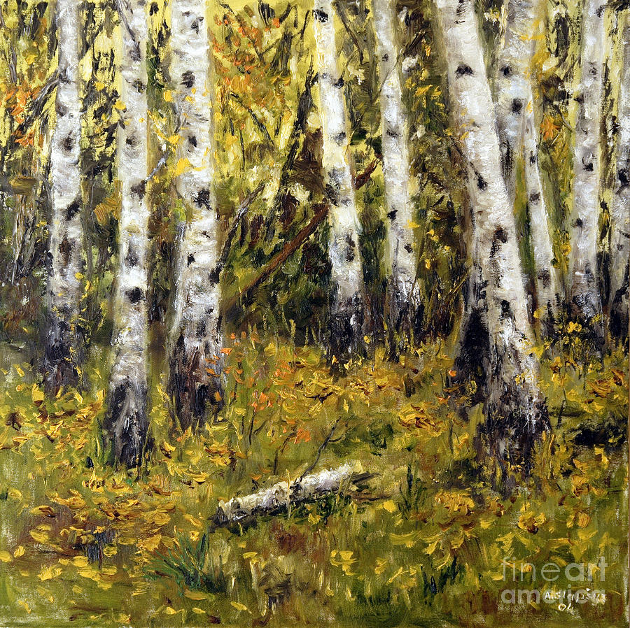 Birches Painting by Arturas Slapsys