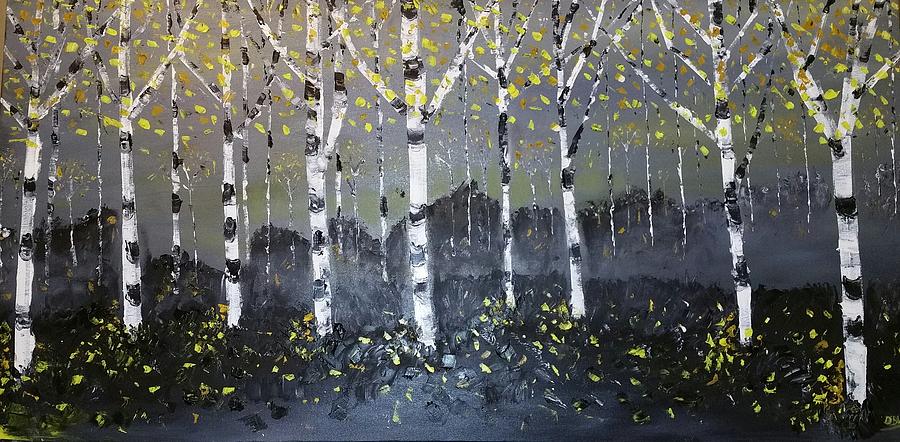 Birches At Dawn Painting