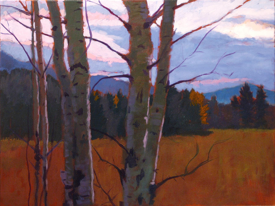 Birches at Twilight Painting by Robert Bissett