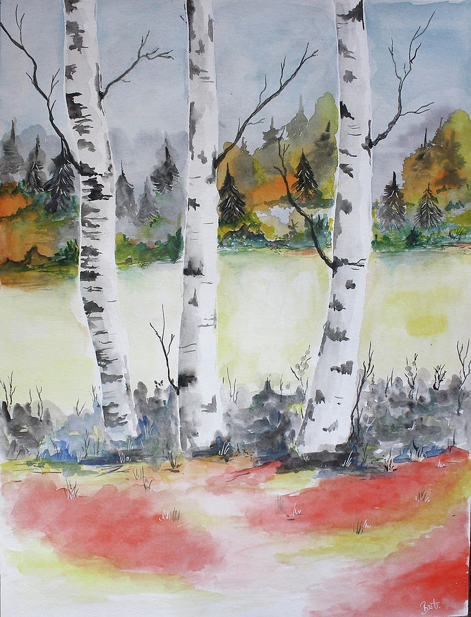 Birches Painting by Barbara Teller