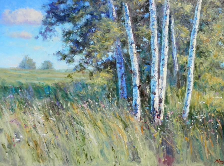 Birches by the Roadside Painting by Michael Camp