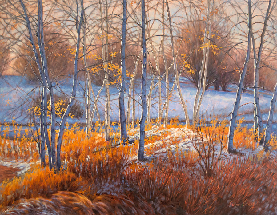 Tree Painting - Birches in First Snow 2 by Fiona Craig