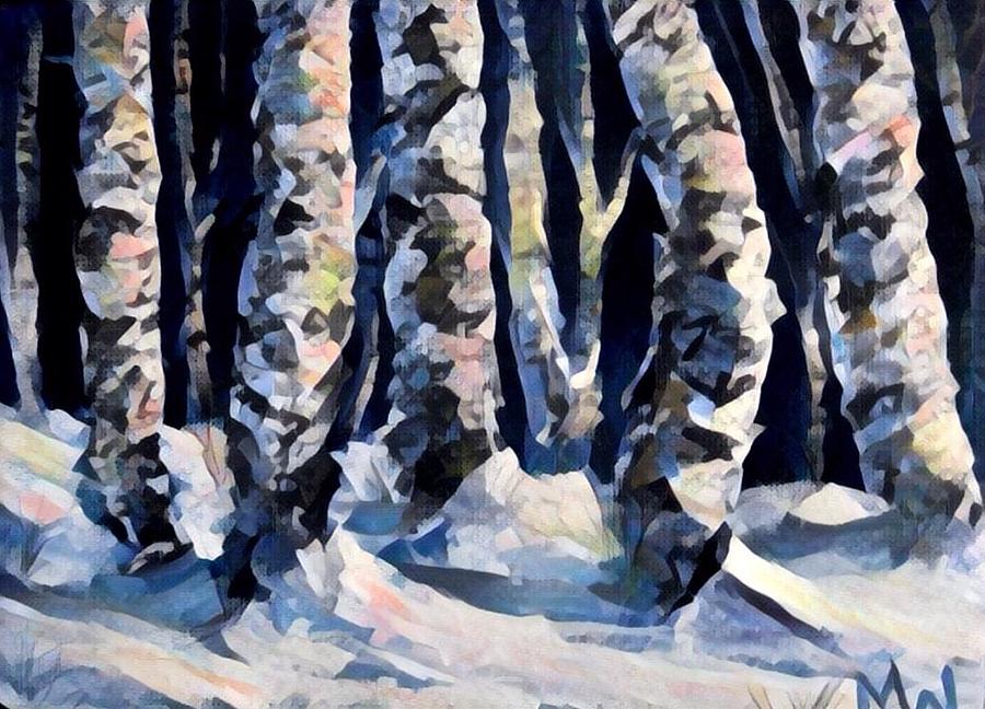 Birches in winter  Painting by Megan Walsh