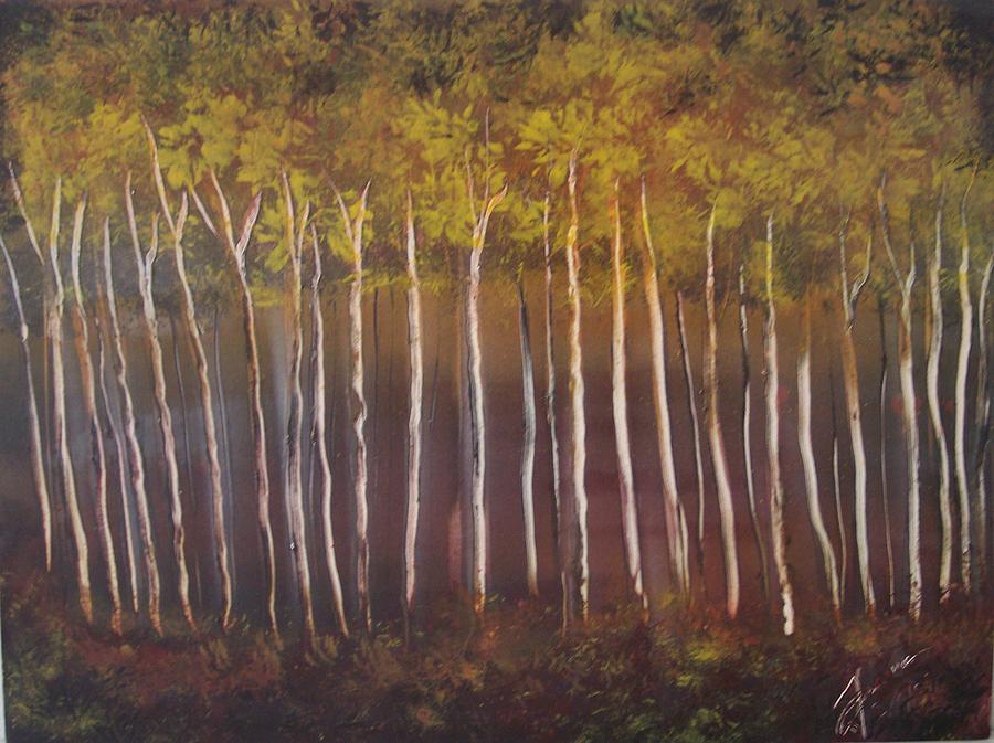 Birches Painting by Juan Carlos Feliciano