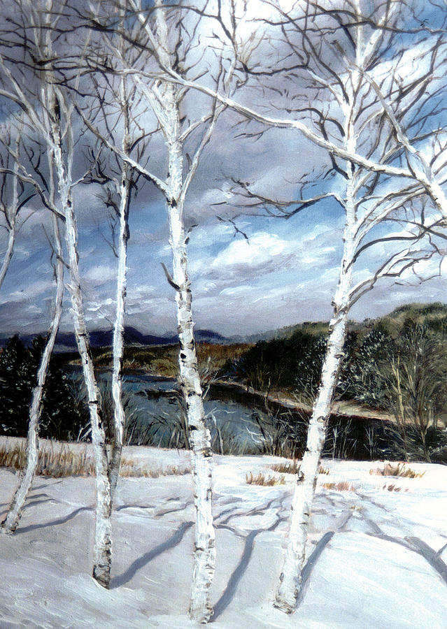 Birches in Winter White Painting by Marie Witte