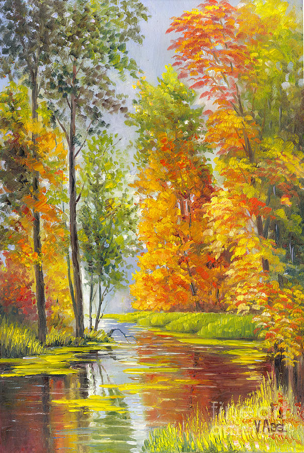 Landscape Painting - Birches Vertical by Vladimir Abel Sydorenko