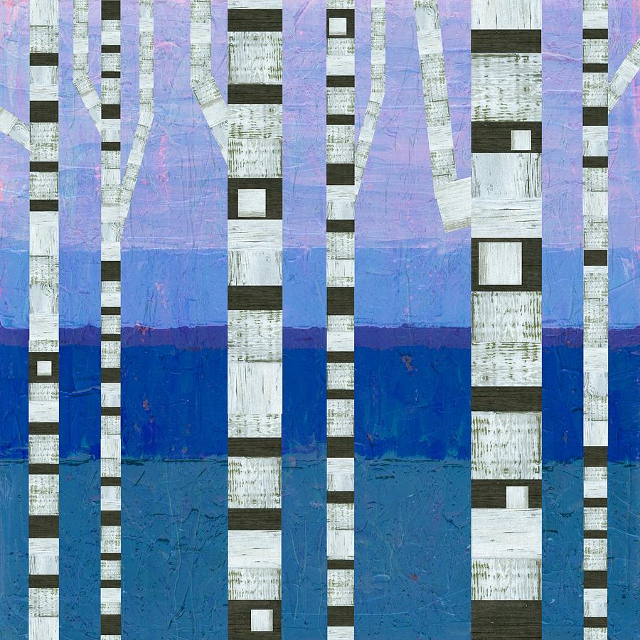 Birches with Blue and Lavender Digital Art by Michelle Calkins