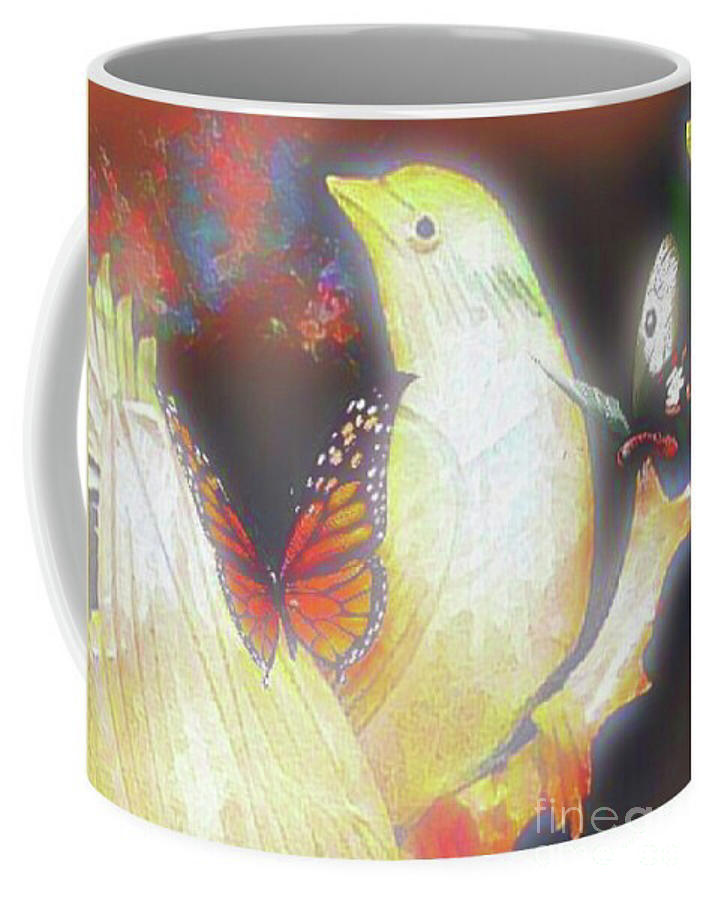 Bird and Butterflies Coffee Mug Digital Art by Gayle Price Thomas