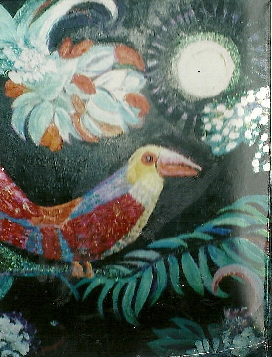 Parrot Mixed Media - Bird and Moonshine by Anne-Elizabeth Whiteway
