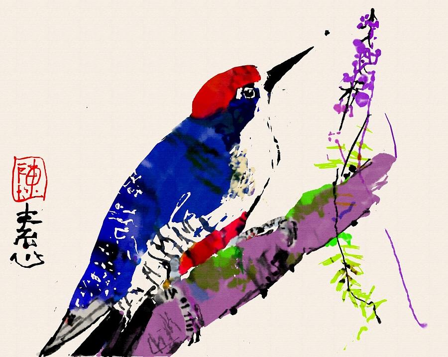 Bird And Wisteria Digital Art by Debbi Saccomanno Chan