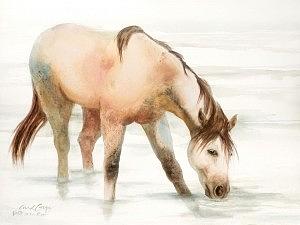Horse Painting - Bird at the River by Carol Grigg