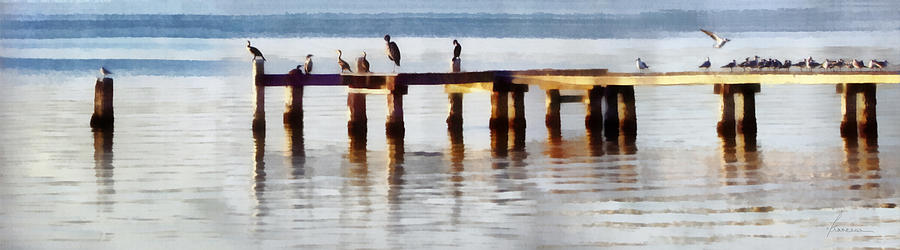 Bird Dock at Sunset Digital Art by Frances Miller