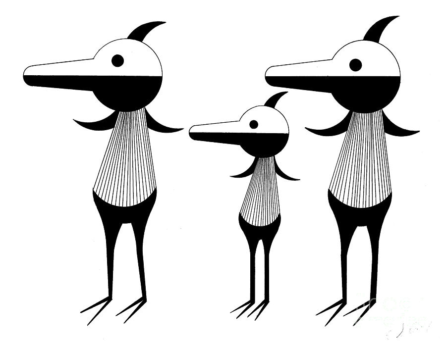 Bird Family Drawing by Eric Locher - Pixels