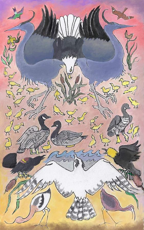 Bird Painting - Bird Festival by Dawn Senior-Trask