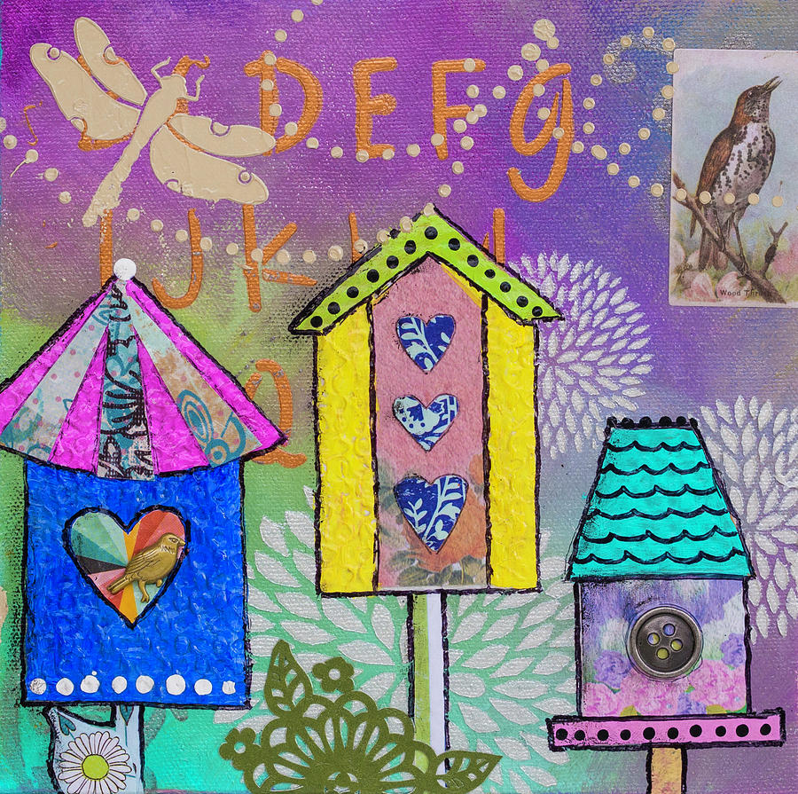 Bird House Trio Mixed Media by Wendy Provins