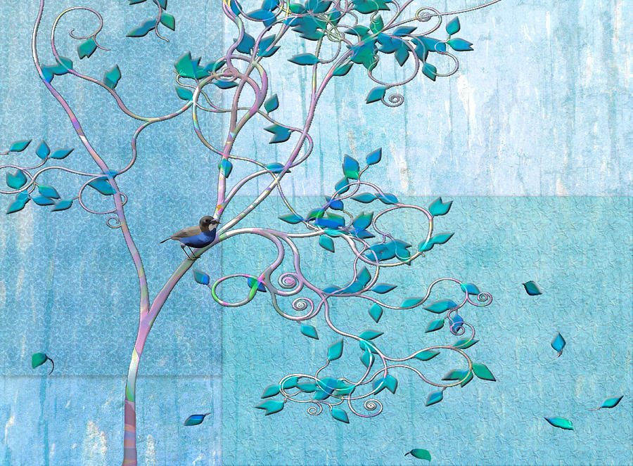 Tree Digital Art - Bird in a Tree-1 by Nina Bradica