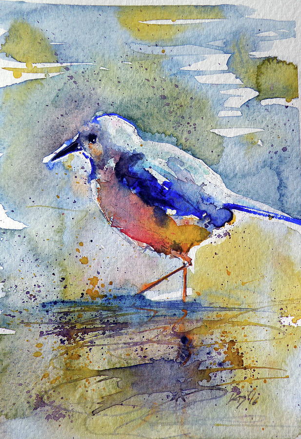 Bird in lake Painting by Kovacs Anna Brigitta