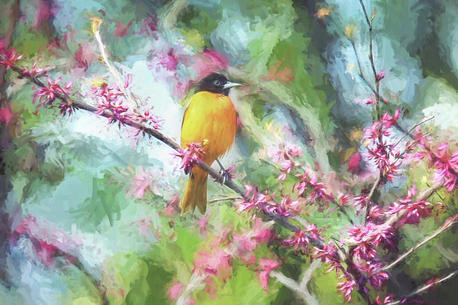 Bird in the Buds Painting Photograph by Carrie Ann Grippo-Pike